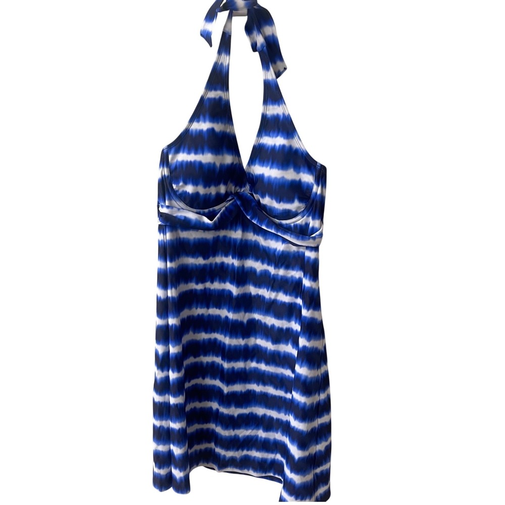 Athleta Del Mar Tara Halter Swim Dress Tie Dye Tankini Top Twist Front 36 B/C